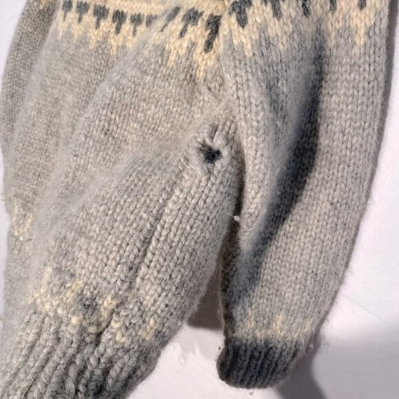 Vintage Genuine Cowichan Hand Knit Full Zip Fair Isle Wool Sweater M - Picture 7 of 16